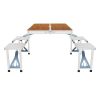 136*85.5*67cm 50kg Aluminum Alloy Table And Chair One Piece Camping One Piece Table And Chair Wood Grain Color