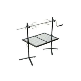 Heavy Duty Adjustable Outdoor Camping Rotisserie Grill (Color: black)